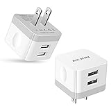 2Pack USB Wall Charger Plug, AILKIN 2.4A Dual Port USB Adapter Power Cube Fast Charging Station Box Base Replacement for iPhone 14 13 12 Pro Max SE 11 XR XS X/8, Samsung, Phones USB Charge Block-White