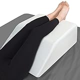 Healthex Leg Elevation/Wedge Pillow with Memory Foam Top - Elevated Leg Rest Pillow for Circulation, Swelling, Knee Pain Relief for Legs, Sleeping, Reading, Relaxing - Washable Cover (8 Inch)