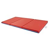 ECR4Kids Premium Folding Rest Mat, 3-Section, 2in, Sleeping Pad, Blue/Red