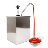 NICE CHOOSE Sauce Dispenser Pump, 4L Commercial Stainless Steel Squeeze Condiment Pump Station for Syrup Salad Dressing Ketchup Seasoning Sauce