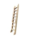 DIYHD 96' Unfinished Rolling Library Wooden Step Ladder with Glab Handle,No Sliding Hardware
