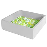 ENMOGO Extra Large Foam Ball Pit for Toddlers Kids Square Soft Ball Pool Ideal Gift Play Toy for Children Kiddie Pools - Light Gray