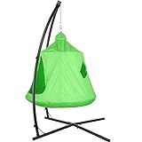 AthLike X-Shaped Hammock Chair Stand w/Swing Chair, Hanging Tree Tent Canopy w/Steel Frame, Indoor Outdoor Egg Basket Patio Seat w/Adjustable Solid Stand, Bedroom Porch Balcony Garden 330lb (Green)
