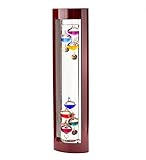 Galileo Glass Thermometer | 14.5-Inches Tall with Cherry Wood Frame | Law of Physics | Indoor Room Temperature for Home House Office Desk Counter Tabletop | Holiday Gift Present