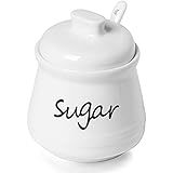 ONTUBE Ceramic Sugar Bowl with Lid and Spoon 12oz (White)