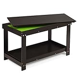 Costzon 2 in 1 Kids Activity Table w/Storage, Building Block Table w/Board for Bricks Crafts Arts Draw, Children Solid Wood Play Table Desk for Playroom, Preschool Toddler Boy & Girl Gift, Espresso