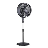 NewAir Outdoor Misting Fan and Pedestal Fan in Black, Cools 500 sq. ft. with 3 Fan Speeds and Wide-Angle Oscillation