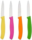 Victorinox 4-Piece Set of 3.25 Inch Swiss Classic Paring Knives with Straight Edge, Spear Point, 3.25', Pink/Green/Yellow/Orange