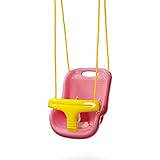 Gorilla Playsets 04-0032-PK High Back Plastic Infant Swing with Yellow T bar & Rope, Pink with Yellow
