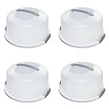 Sterilite Cake Server, Plastic Food Storage Container with Lid, Latches and Handle, Dessert Carrier, Dishwasher Safe, Clear Lid and White Base, 4-Pack