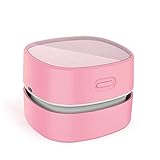 ODISTAR Desktop Vacuum Cleaner,Mini Table dust Sweeper Energy Saving,High Endurance up to 400 mins,Cordless&360º Rotatable Design for Cleaning Hairs,Crumbs,Computer Keyboard (Pink Charging)