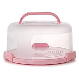 Zoofen Plastic Cake Carrier with Handle 10in Cake Holder Cake Stand with Lid Pink Cake Container for 10in Cake Round Cake Carrier for Transport