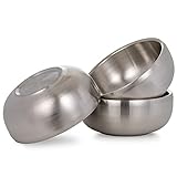 LUVDE Made in Korea 24oz Double Wall Stainless Steel Insulated Dinnerware Bowls, Set of 3 – Reusable BPA Free Dishwasher Safe 6” Metal