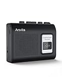 Arsvita Walkman Cassette Player, Portable Tape Recorder, Build-in Speaker and Microphone, Black