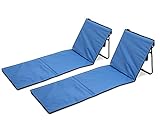 Eternal Living Beach & Lawn Lounge Chair Portable Reclining Lounger with Frame Foldable Mat, Set of 2 Blue