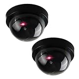 C CRYSTAL LEMON Dummy Security Camera – Realistic Set of 2 Mini Fake Security Cameras – Durable and Reliable Dummy Outdoor Camera – Battery-Operated Fake Cameras with Red Light – Easy Installation