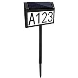 KAZIPA Solar House Numbers for Outside Address Sign 3-Color in 1 LED Illuminated House Numbers Address Plaque with Stake Waterproof Solar Powered House Numbers Address Numbers for House Yard Outdoor Home Street Garden Driveway