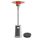EAST OAK 50,000 BTU Patio Heater with Sand Box, Double-Layer Stainless Steel Burner, Table Design, Safety Protection System, Wheels, Propane Patio Heater for Home and Commercial, Stainless Steel