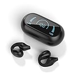Fvkzv Open Ear Headphones,Wireless Bluetooth Earbuds,Sport Earbuds,Bluetooth 5.2 Clip-on Earphones,32 Hours Playtime with Case, Workout Headphones(Obsidian Black, LED Display)