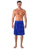 Turkish Cotton Terry Velour Adjustable Body Wrap Towel for Men (Royal Blue, One Size)