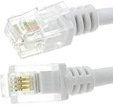 Detroit Packing Co. ADSL 2+ High Speed Broadband Telephone Modem Patch Cable RJ11 to RJ11 (2m (~6 feet), White)