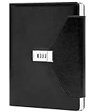 CAGIE Diary for Men Women Gift, 7.5 x 10 Inch Large Journal with Lock More Secure，220 Pages Refillable Journal for Writing, Business Birthday Gift for Men, Black