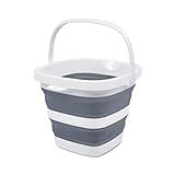 Goderewild Collapsible Bucket 1.4 Gallon(5L) for House Cleaning, Beach, Car Wash, Camping, and Fishing - Lightweight, Foldable, and Portable Small Plastic Water Supplies(Mini-Grey)