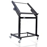 Rack Mount Rolling Stand & Adjustable Mixer Platform Rails by GRIFFIN | 19U Cart Holder for Music Studio Booth Pro Audio Recording Cabinet | Stage Equipment DJ Gear Storage Case for Amplifier, Effects