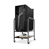 360Tronics Computer Tower Stand CPU Tower Cart, Adjustable Desktop ATX-Case Cart 2-Tier PC Floor Stand, Mobile Rolling CPU Holder with 360 Degrees Locking Caster Wheels for Office Home (Black)