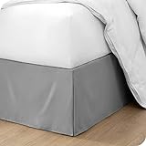 Bare Home Pleated Queen Bed Skirt - 15-Inch Tailored Drop Easy Fit - Bed Skirt for Queen Beds - Center & Corner Pleats (Queen, Light Grey)