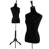 59-67 Inch Female Mannequin, Torso Sewing Mannequin Dress Form Mannequin Body Adjustable Dress Mannequin with Stand Wood Base for Sewing Counter Window Display (Black)