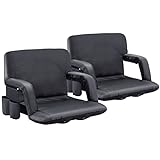 Stadium Seats for Bleachers with Back Support and Cushion Extra Wide, Sportneer 2 Pack Bleacher Seats Reclining Chair with Thick Padded Cushion Wide Pockets and Arm Rests Lightweight Bench Chair