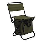 Sequpr Portable Foldable Camping Chair with Cooler Bag, Lightweight Backrest Stool Compact Folding Chair Seat, Outdoor Backrest Stool with Folding Backpack for Camping Hunting Fishing Hiking Green