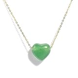 Jade Heart Necklaces for Women Healing Crystals Dainty Heart Gemstone 18k Gold Pendant Necklace Anniversary Birthday Valentines Jewelry Gift for Teen Girls