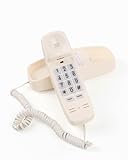 Mcheeta Wall Phone Design Landline Phone with Corded, Loud Volume, Flashing Light and Large Button, Desk and Wall Mounted Analog Phone for Home, Beige