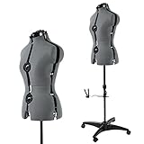 PDM WORLDWIDE Adjustable Dress Form Mannequin for Sewing Female Size 6-14, Gray Pinnable Model Body with 13 Dials & Detachable Casters, 42.5'-60' Height Range for Clothing Display, Small to Medium