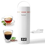 Sekaer Travel Portable Electric Kettle, Small Tea Kettle Coffee Mini Hot Water Boiler, 400mL & 304 Stainless Steel, with 4 Variable Presets and Auto Shut-Off SKE-840W