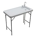 SEEK Outdoor Folding Fish and Game Cleaning Table with Quick Connect Stainless Steel Faucet and Drain Hose for Fishing, Hunting, and Camping Gear