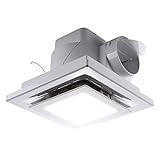Bathroom Exhaust Fan with LED Light Square Quiet Modern Ceiling Mount Ventilation Fan Combination for Shower/Restroom/Office, 110 CFM 1.0 Sones 4 Inches Duct 110V, White