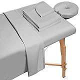 3-Piece Microfiber Massage Table Sheet Set Includes Massage Face Rest Cover, Massage Table Cover and Massage Fitted Sheet (Light Gray)