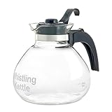 Borosilicate Glass Stove Top Whistling Tea Kettle - 12 Cup Capacity - BPA-Free - German-Made Glass Kettle for Gas, Electric, and Glass Ranges