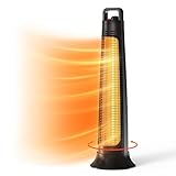 FLOWBREEZE Patio Heater, Portable Electric Heater, 1200W, 3s Instant Heating, Outdoor Heaters with 60°Oscillating, 180min Timer, Tip-over Protection, Space Heater, Tower Heater for Indoor Outdoor Use