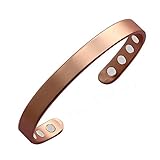MagEnergy Copper Bracelet for Men and Women, 99.9% Pure Copper Magnetic Bangle with 8pcs 3500 Gauss Magnets,6.8' Adjustable Jewelry Gift