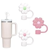 3 Pack Compatible with Stanley 30&40 Oz Tumbler, 10mm Flower Straw Covers Cover, Cute Silicone Straw Covers, Straw Protectors, Various Shapes Soft Silicone Straw Lids for 10mm Straws
