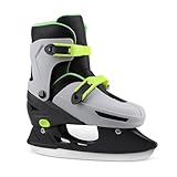 LEVYTEMP Adjustable Boys' Ice Skates for Kids Youth Ages 6-12 - Gray Ice Skating Shoes - Sizes M, L - Double Hard-Shell Outer Boot - Hockey Lace-Up Skates for Beginners.