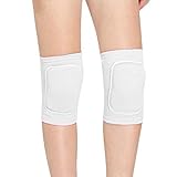 Kids Volleyball Kneepad Soft with Sponge 1 Pair, Knee Sleeve for Adult Youth Pole Dance Cycling Soccer Roller Skating-Elbow Support Work Gym Yoga Golf Leg Protector Auto Mechanic-Black(White, L)
