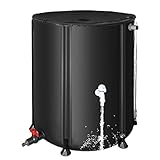 Rain Barrel Water Collection System 53 Gallon - Portable Water Storage Tank,Rainwater Collect System Downspout, Water Catcher Container with Filter Two Spigots and Overflow Kit