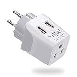 Ceptics Israel, Palestine Travel Adapter Plug with Dual USB - Usa Input - Type H - Ultra Compact - Perfect for Cell Phones, Laptop, Camera Chargers, iWatch, iPhone and More (CTU-14)