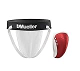 Mueller Athletic Supporter with Flex Shield Cup, White/Red, Teen Regular
