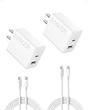 Anker iPhone 15 Charger, Anker USB C Charger Block, 2-Pack 20W Fast Wall Charger for 15/15 Pro/Pro Max/iPad Pro and More, with 2 Pack 5 ft USB-C Cable